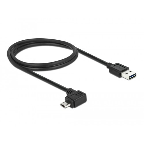 Delock Cable EASY-USB 2.0 Type-A male > EASY-USB 2.0 Type Micro-B male angled left / right 1 m black