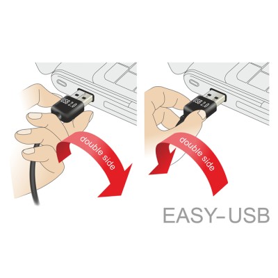 Delock Cable EASY-USB 2.0 Type-A male > EASY-USB 2.0 Type Micro-B male angled left / right 0,5 m black 2