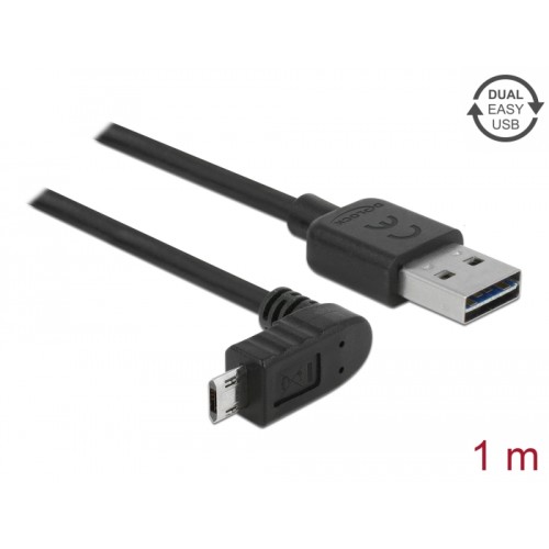 Delock Cable EASY-USB 2.0 Type-A male > EASY-USB 2.0 Type Micro-B male angled up / down 1 m black