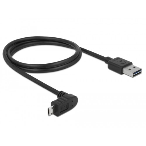 Delock Cable EASY-USB 2.0 Type-A male > EASY-USB 2.0 Type Micro-B male angled up / down 1 m black