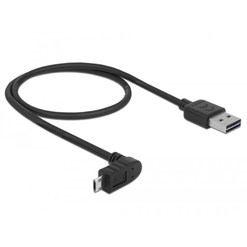 Delock Cable EASY-USB 2.0 Type-A male > EASY-USB 2.0 Type Micro-B male angled up / down 0,5 m black
