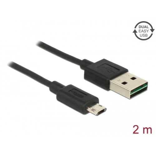 Delock Cable EASY-USB 2.0 Type-A male > EASY-USB 2.0 Type Micro-B male 2 m black
