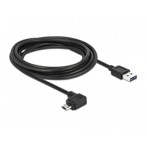 Delock Cable EASY-USB 2.0 Type-A male > EASY-USB 2.0 Type Micro-B male angled left / right 3 m black