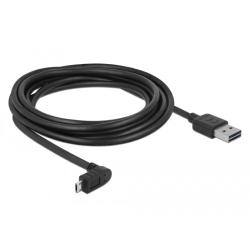 Delock Cable EASY-USB 2.0 Type-A male > EASY-USB 2.0 Type Micro-B male angled up / down 3 m black