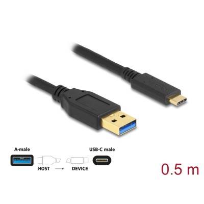 Delock SuperSpeed USB 10 Gbps (USB 3.2 Gen 2) Cable Type-A to USB Type-C™ 0.5 m