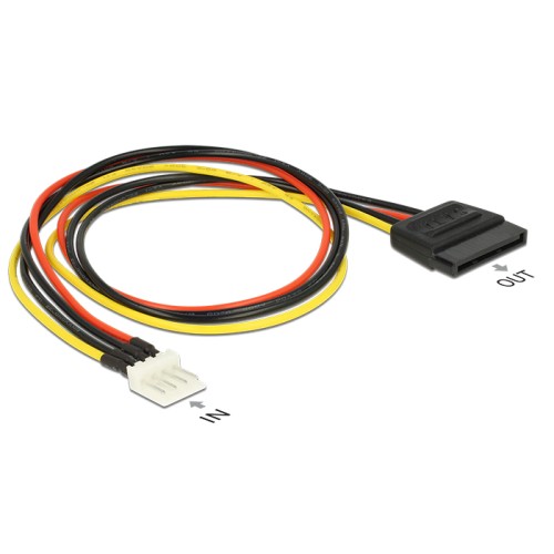 Delock Power Cable SATA 15 pin receptacle > 4 pin floppy male 40 cm