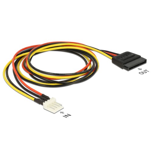 Delock Power Cable SATA 15 pin receptacle > 4 pin floppy male 60 cm