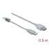 Delock Extension cable USB 2.0 Type-A male > USB 2.0 Type-A female 0.5 m transparent
