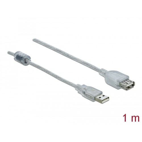 Delock Extension cable USB 2.0 Type-A male > USB 2.0 Type-A female 1 m transparent