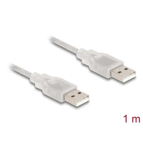 Delock Cable USB 2.0 Type-A male > USB 2.0 Type-A male 1 m transparent