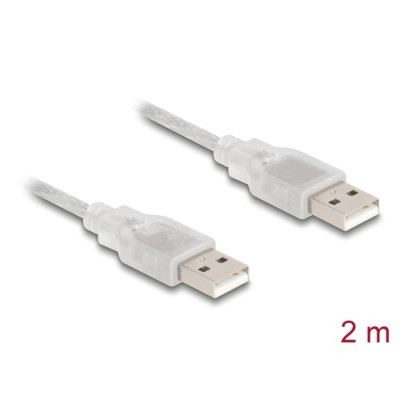 Delock Cable USB 2.0 Type-A male > USB 2.0 Type-A male 2 m transparent