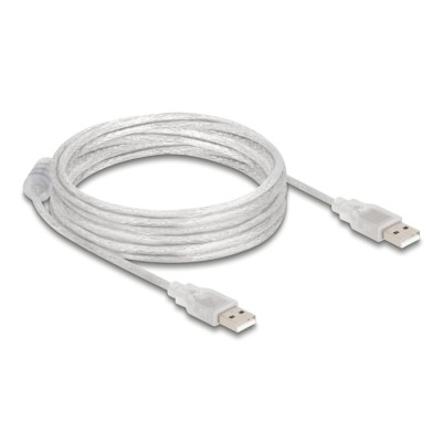 Delock Cable USB 2.0 Type-A male > USB 2.0 Type-A male 5 m transparent 2