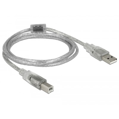 Delock Cable USB 2.0 Type-A male > USB 2.0 Type-B male 1.5 m transparent 2