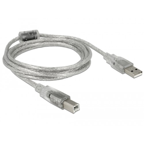 Delock Cable USB 2.0 Type-A male > USB 2.0 Type-B male 2 m transparent