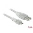 Delock Cable USB 2.0 Type-A male > USB 2.0 Micro-B male 3 m transparent