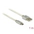 Delock Data and Charging Cable USB 2.0 Type-A male > USB 2.0 Micro-B male with textile shielding white 100 cm