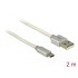 Delock Data and Charging Cable USB Type-A male  USB Type Micro-B male with textile shielding white 200 cm