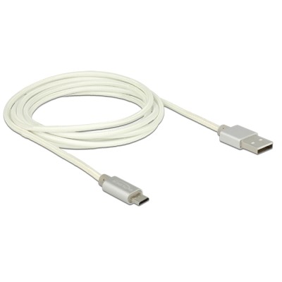 Delock Data and Charging Cable USB 2.0 Type-A male > USB 2.0 Micro-B male with textile shielding white 200 cm 2