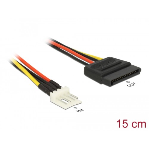 Delock Power Cable SATA 15 pin receptacle > 4 pin floppy male 15 cm