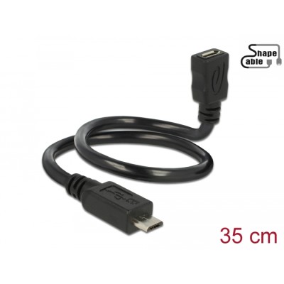 Delock Cable USB 2.0 Micro-B male > USB 2.0 Micro-B female OTG ShapeCable 0.35 m
