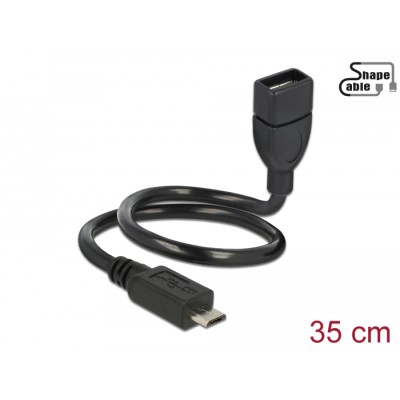 Delock Cable USB 2.0 Micro-B male > USB 2.0 Type-A female OTG ShapeCable 0.35 m