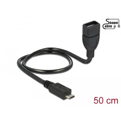 Delock Cable USB 2.0 Micro-B male > USB 2.0 Type-A female OTG ShapeCable 0.50 m