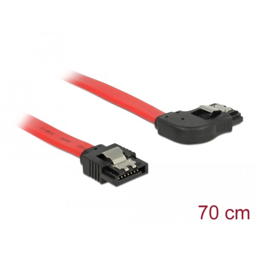Delock SATA 6 Gb/s Cable straight to right angled 70 cm red