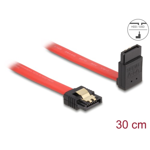 Delock SATA 6 Gb/s Cable straight to upwards angled 30 cm red