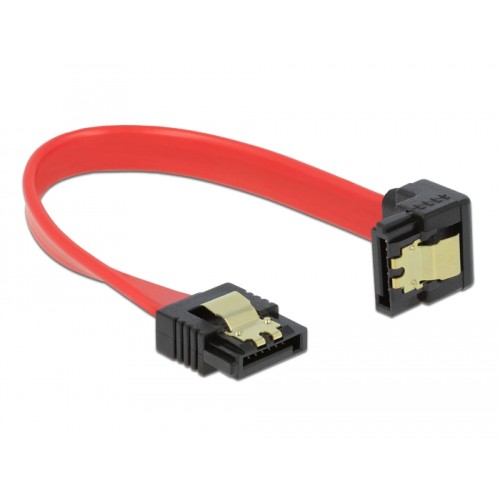 Delock SATA 6 Gb/s Cable straight to downwards angled 10 cm red