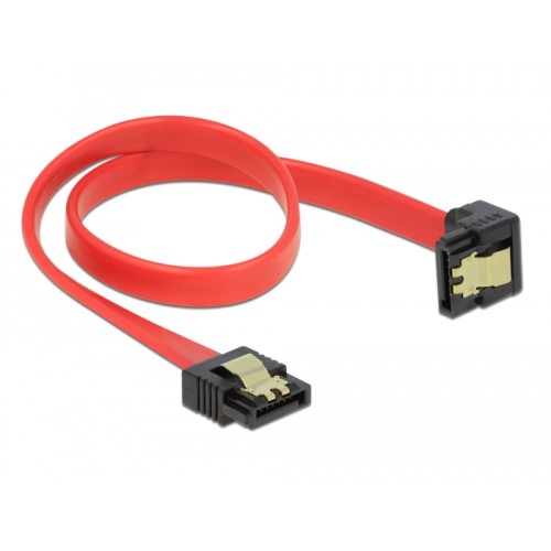 Delock SATA 6 Gb/s Cable straight to downwards angled 30 cm red