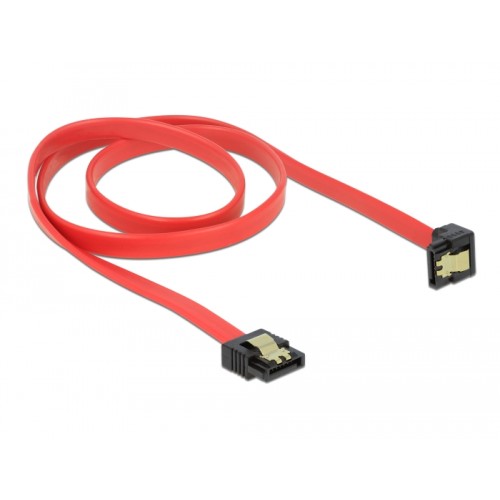 Delock SATA 6 Gb/s Cable straight to downwards angled 70 cm red