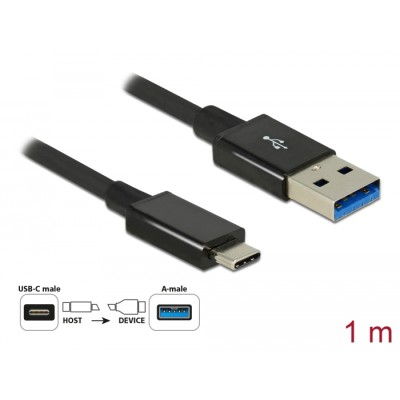Delock Cable SuperSpeed USB 10 Gbps (USB 3.1 Gen 2) USB Type- C™ male > USB Type-A male 1 m coaxial black Premium