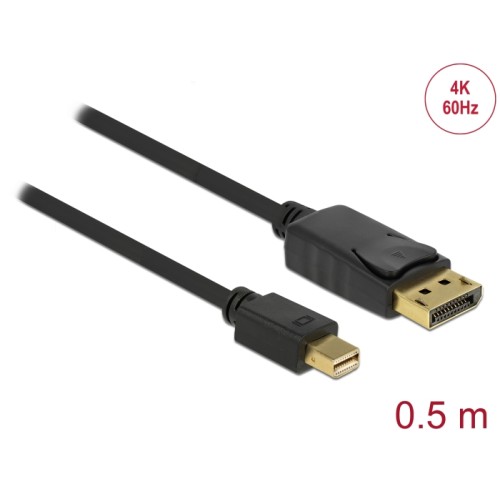 Delock Cable Mini DisplayPort 1.2 male  DisplayPort male 4K 60 Hz 0.5 m