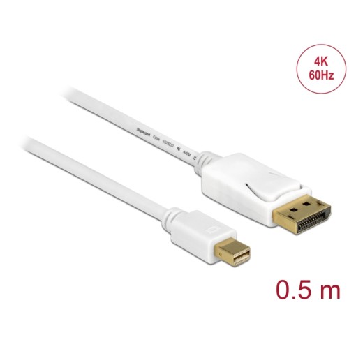 Delock Cable Mini DisplayPort 1.2 male > DisplayPort male 4K 60 Hz 0.5 m