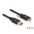 Delock SuperSpeed USB 10 Gbps (USB 3.2 Gen 2) Cable Type-A male to USB Type-C™ male with screws on the sides 0.5 m