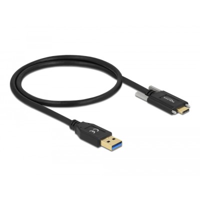 Delock SuperSpeed USB 10 Gbps (USB 3.2 Gen 2) Cable Type-A male to USB Type-C™ male with screws on the sides 0.5 m 2