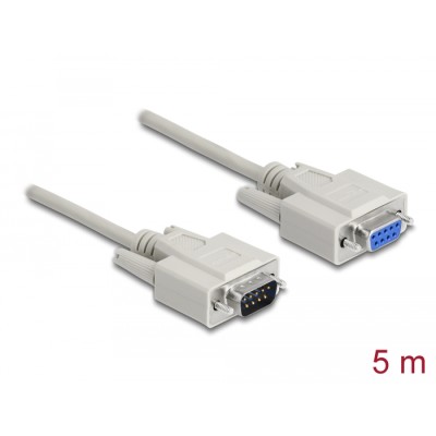 Delock Cable Serial RS-232 D-Sub9 male > RS-232 D-Sub9 female 5 m extension