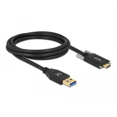 Delock SuperSpeed USB (USB 3.2 Gen 2) Cable Type-A male to USB Type-C™ male with screws on the sides 2 m 2