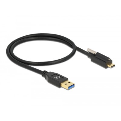 Delock SuperSpeed USB 10 Gbps (USB 3.2 Gen 2) Cable Type-A male to USB Type-C™ male with screw on top 0.5 m 2