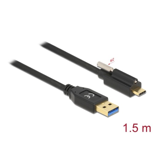 Delock USB 10 Gbps Cable Type-A male to USB Type-C™ male with screw on top 1.5 m