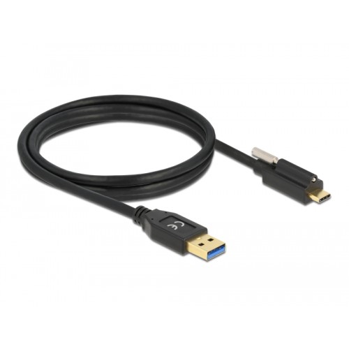 Delock USB 10 Gbps Cable Type-A male to USB Type-C™ male with screw on top 1.5 m