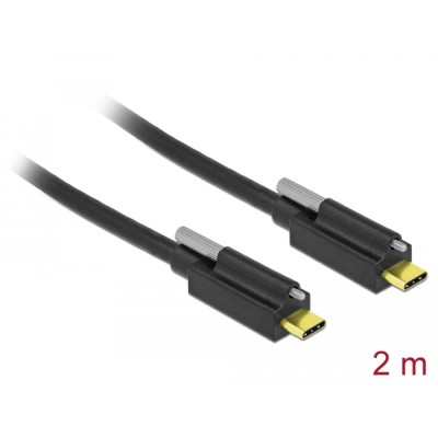 Delock Cable SuperSpeed USB 10 Gbps (USB 3.2 Gen 2) USB Type-C™ male - USB Type-C™ male with screw on top 2 m black