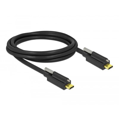 Delock Cable SuperSpeed USB 10 Gbps (USB 3.2 Gen 2) USB Type-C™ male - USB Type-C™ male with screw on top 2 m black 2
