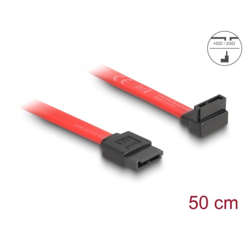 Delock SATA 3 Gb/s Cable straight to upwards angled 50 cm red