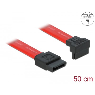 Delock cable SATA 50cm down/straight red