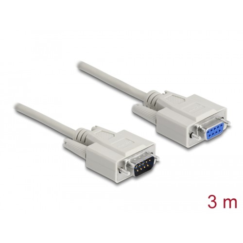 Delock Cable Serial RS-232 D-Sub9 male > RS-232 D-Sub9 female 3 m extension