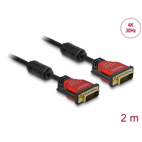 Delock Cable DVI 24+1 male > DVI 24+1 male 2 m red metal