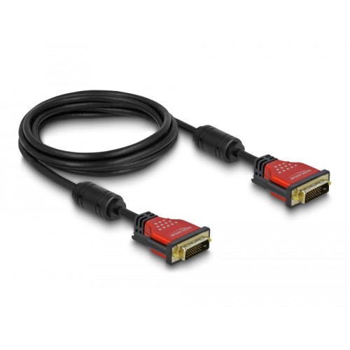 Delock Cable DVI 24+1 male > DVI 24+1 male 2 m red metal
