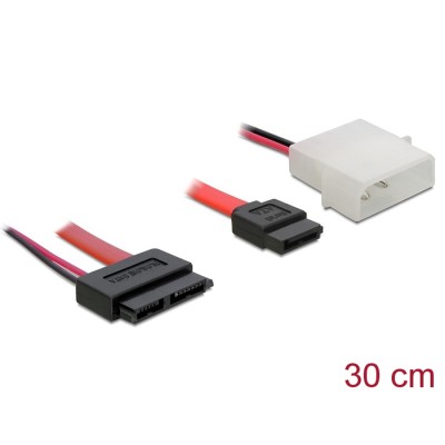 Delock Cable Slim SATA female-SATA 7 pin + 2 pin power male 30 cm