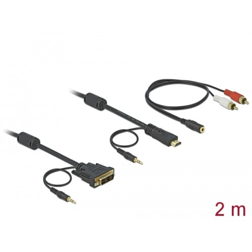 Delock Cable DVI - HDMI + Sound male-male 2 m